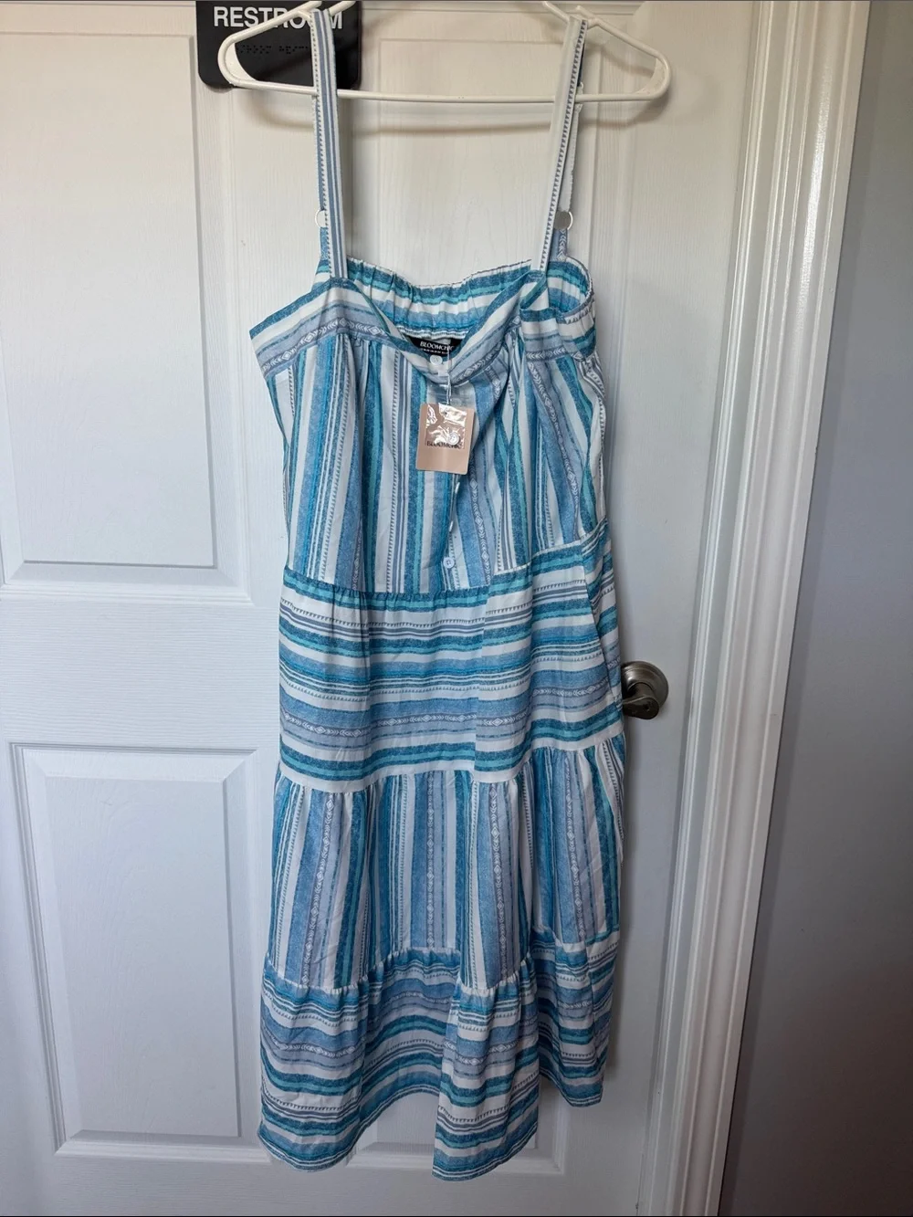 BloomChic Blue & White Striped Button-Front Dress - Picture 1 of 6